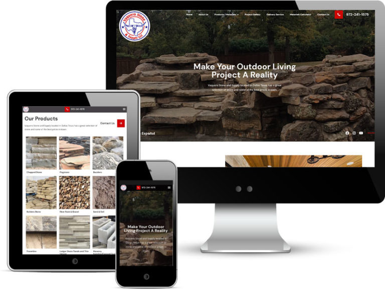 web design for Vaquero Stone and Supply dallas texas