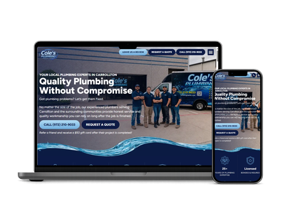 Coles Plumbing Residential & Commercial website design portfolio project by Red Spot Design
