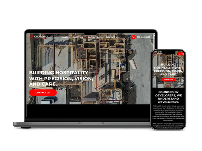 Crossbill Construction Group website design portfolio project by Red Spot Design