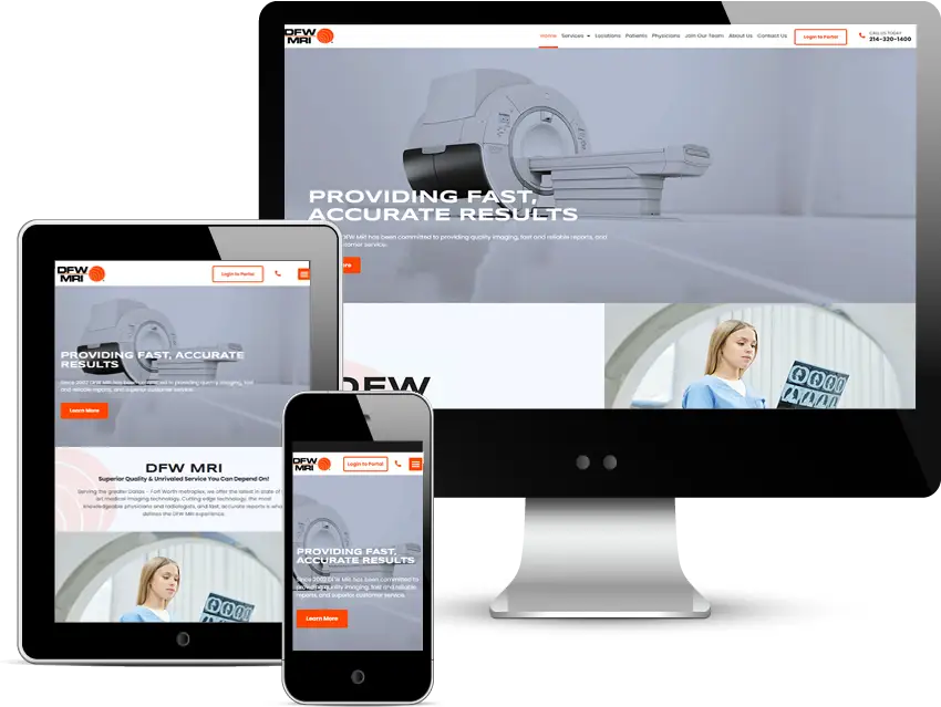 web design for dfw open mri by red spot design in dallas