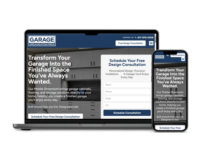 Garage Organization Pros website design portfolio project by Red Spot Design