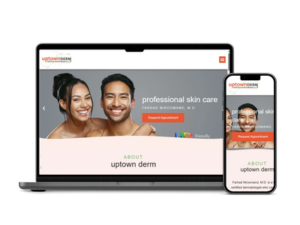 Uptown Dermatology website design portfolio project by Red Spot Design