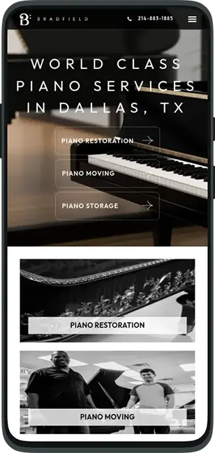 website deisgn for Bradfield-Piano