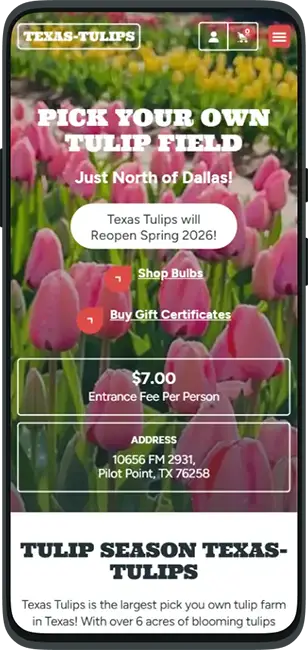 website deisgn for texas-tulips