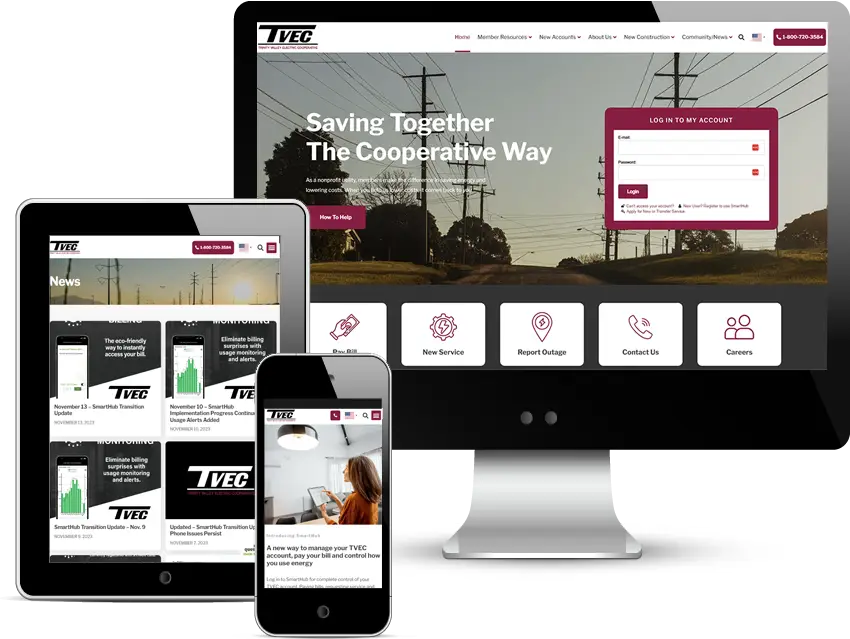 website design for Trinity Valley Electric Cooperative kaufman texas