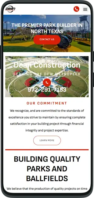 website design for dean-construction