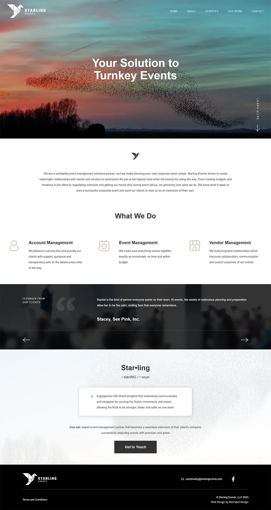 website design for starling events