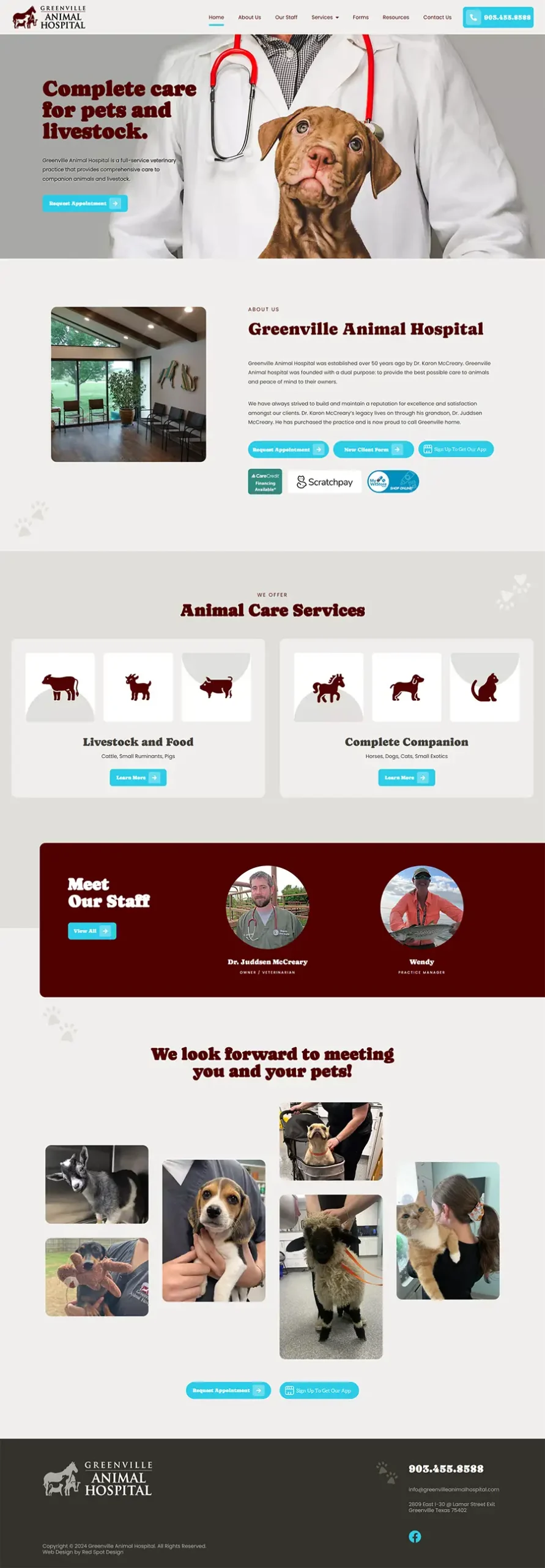 website designed for Greenville Animal Hospital
