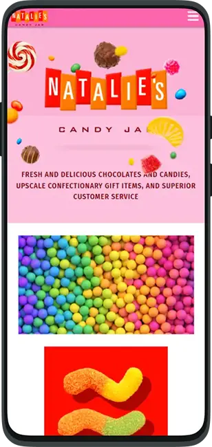 website designed for Natalies candy