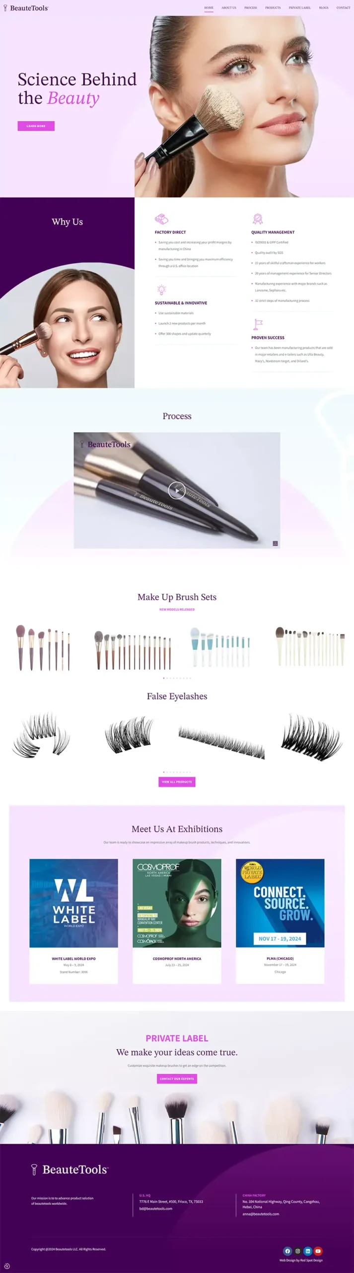 website designed for beautetools by red spot design