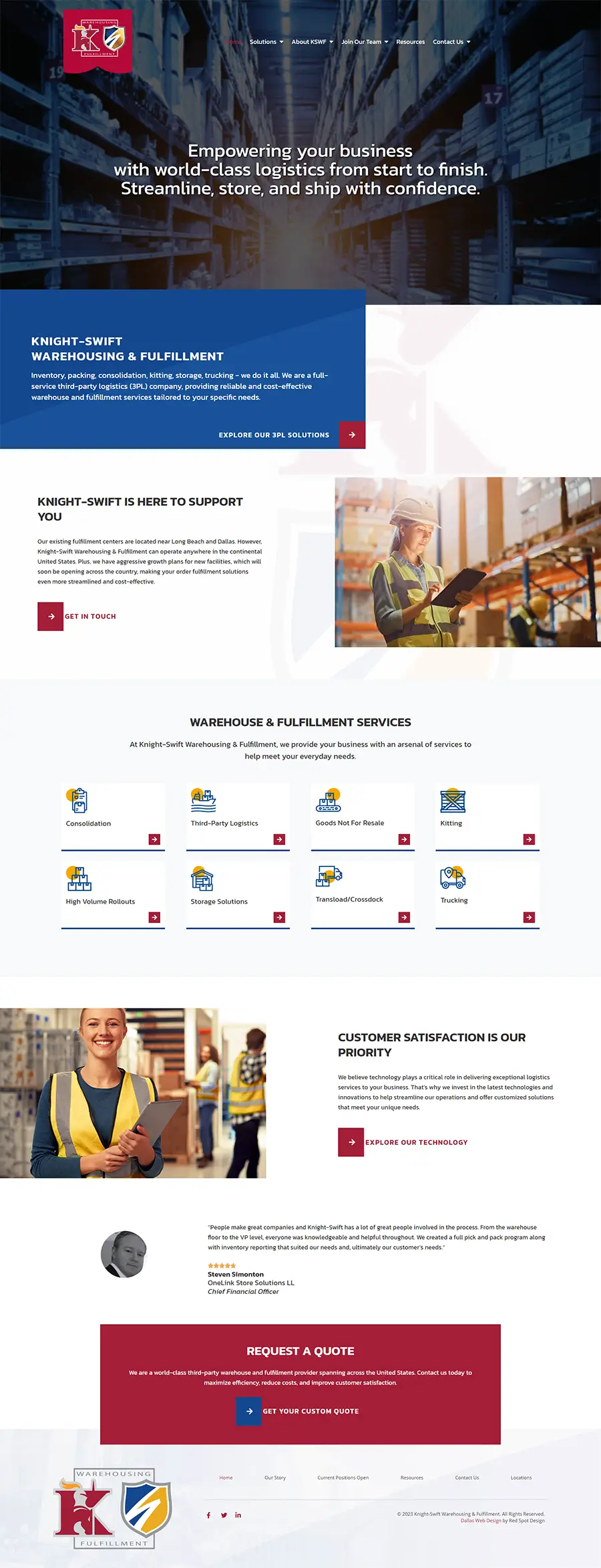 website designed for knight-swift warehousing
