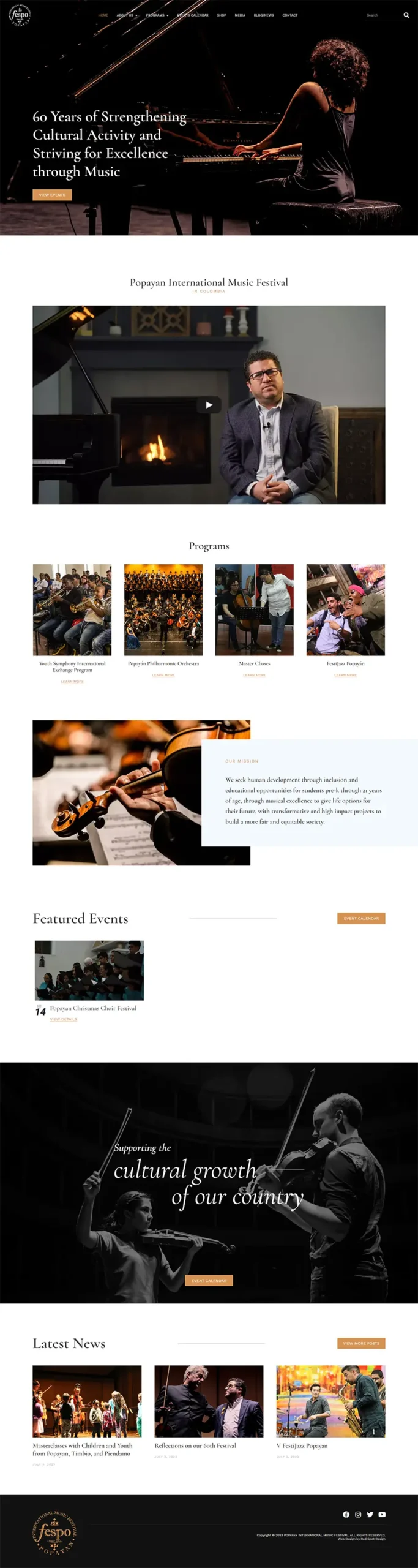 wordpress web design for Popayan International Music Festival