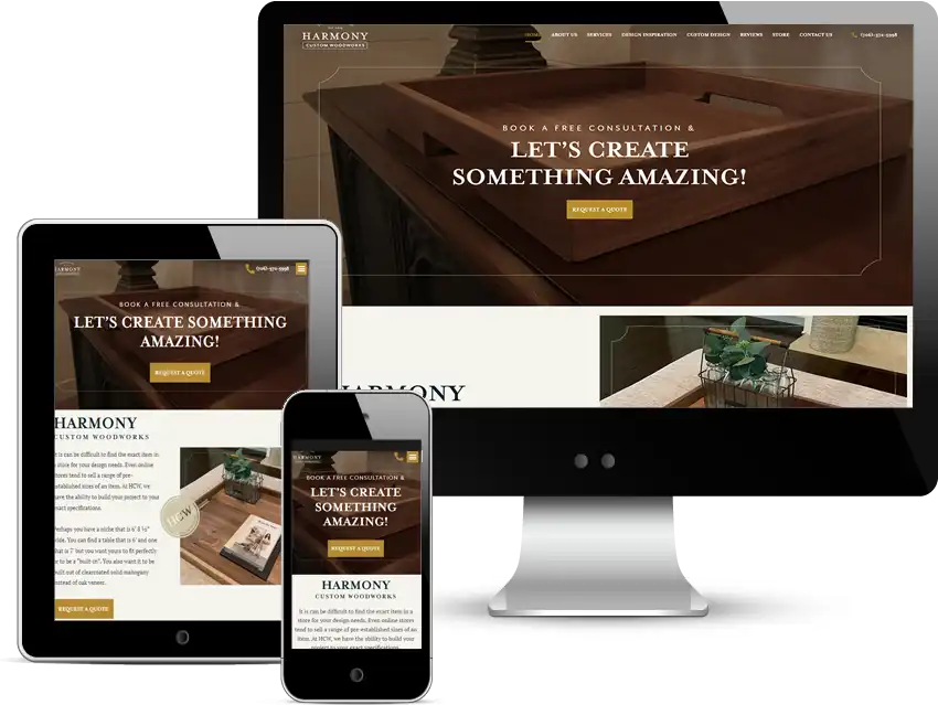 wordpress website design with woocommerce for harmony woodworks