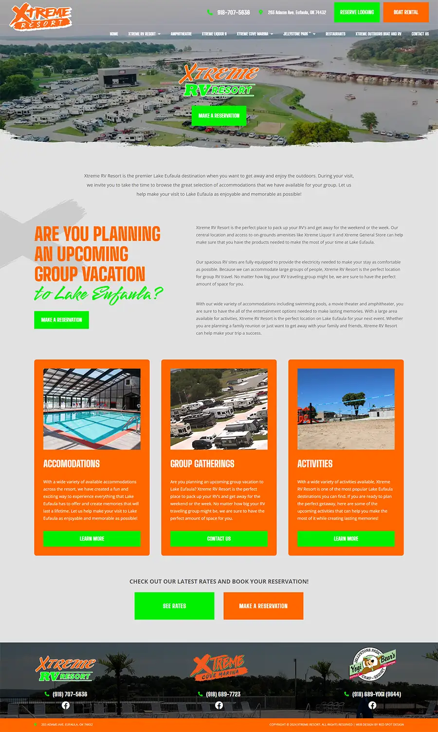 xtreme rv resort Oklahoma website design